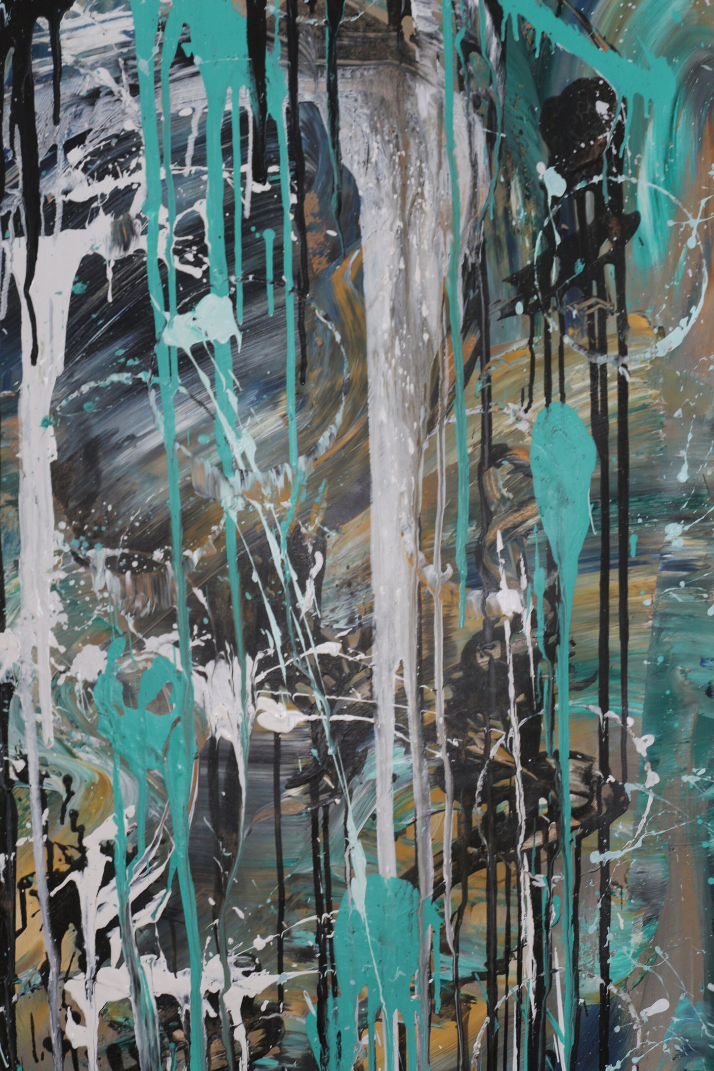 Turquoise Abstract Wall Art – Original Dripping Painting on Large Canvas | One of a Kind Textured Acrylic Artwork